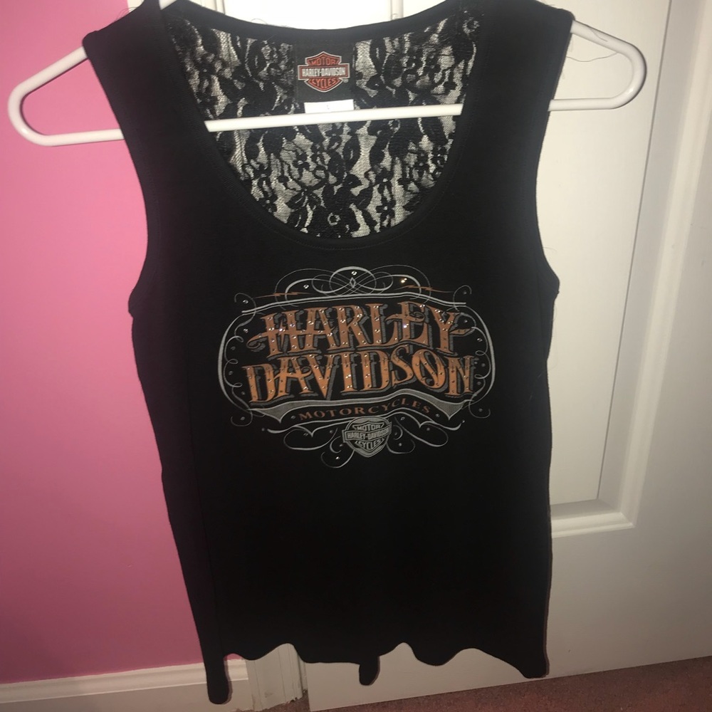 Harley Davidson Lace Back Tank Top